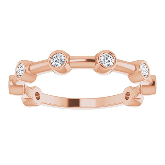 14K Gold Round Natural Diamond Bezel-Set Bar Ring - Rose Gold - view 10