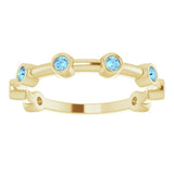 14K Gold Round Natural Aquamarine Bezel-Set Bar Ring - Yellow Gold - view 10