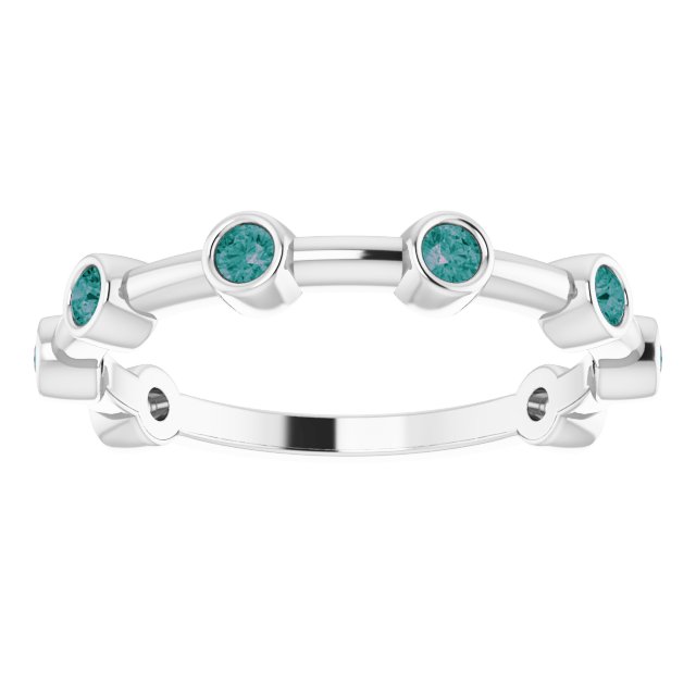 Platinum Round Natural Alexandrite Bezel-Set Bar Ring - view 10