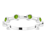 Platinum Round Natural Peridot Bezel-Set Bar Ring - view 10