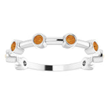 14K Gold Round Natural Citrine Bezel-Set Bar Ring - White Gold - view 10