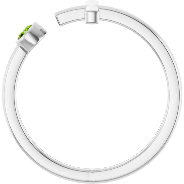 Platinum Round Natural Peridot Negative Space Cross Ring - view 7