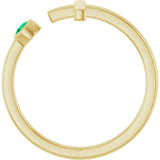 14K Gold Round Lab-Grown Emerald Negative Space Cross Ring - Yellow Gold - view 7