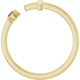 14K Gold Round Lab-Grown Alexandrite Negative Space Cross Ring - Yellow Gold - view 7