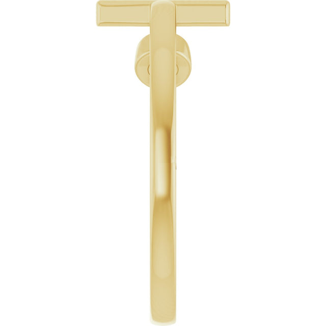 14K Gold Round Natural Citrine Negative Space Cross Ring - Yellow Gold - view 9