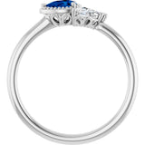 14K Gold Pear Lab-Grown Blue Sapphire Accented Ring - view 7
