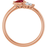14K Gold Pear Natural Ruby Accented Ring - Rose Gold - view 7