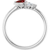 Platinum Pear Natural Mozambique Garnet Accented Ring - view 7