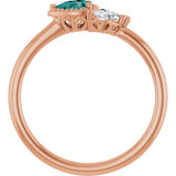 14K Gold Pear Lab-Grown Alexandrite Accented Ring - Rose Gold - view 7