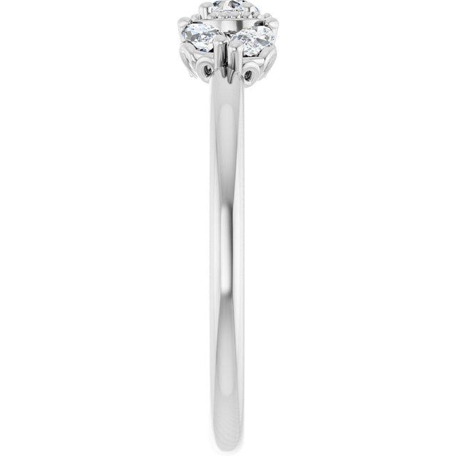 14K Gold Pear Natural White Sapphire Accented Ring - view 9