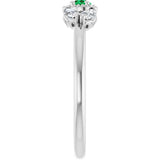 14K Gold Pear Lab-Grown Emerald Accented Ring - White Gold - view 9