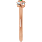 14K Gold Pear Lab-Grown Emerald Accented Ring - Rose Gold - view 9