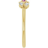 14K Gold Pear Natural Pink Sapphire Accented Ring - Yellow Gold - view 9