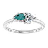 14K Gold Pear Lab-Grown Alexandrite Accented Ring - White Gold - view 8