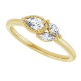 14K Gold Pear Natural Diamond Accented Ring – 5x3mm - Yellow Gold - view 10