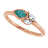 14K Gold Pear Lab-Grown Alexandrite Accented Ring - Rose Gold - view 10