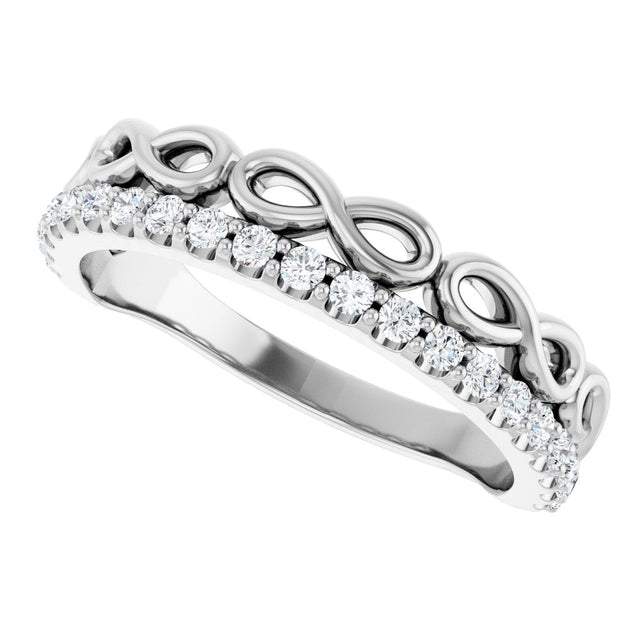 Platinum Round Natural Diamond Infinity-Inspired Stackable Ring - view 10