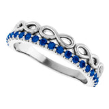 Platinum Round Natural Blue Sapphire Infinity-Inspired Stackable Ring - view 10