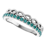 14K Gold Round Natural Alexandrite Infinity-Inspired Stackable Ring - White Gold - view 10