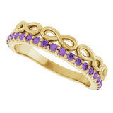 14K Gold Round Natural Amethyst Infinity-Inspired Stackable Ring - Yellow Gold - view 10