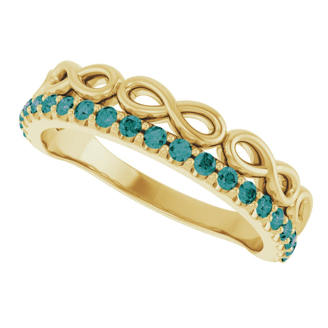 14K Gold Round Natural Alexandrite Infinity-Inspired Stackable Ring - Yellow Gold - view 10