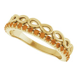 14K Gold Round Natural Citrine Infinity-Inspired Stackable Ring - Yellow Gold - view 10