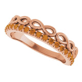14K Gold Round Natural Citrine Infinity-Inspired Stackable Ring - Rose Gold - view 10