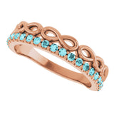 14K Gold Round Natural Blue Zircon Infinity-Inspired Stackable Ring - Rose Gold - view 10