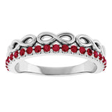 14K Gold Round Natural Ruby Infinity-Inspired Stackable Ring - White Gold - view 8