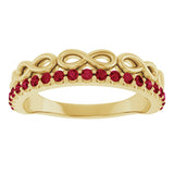 14K Gold Round Natural Ruby Infinity-Inspired Stackable Ring - Yellow Gold - view 8