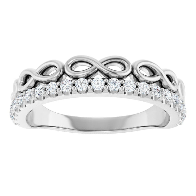 Platinum Round Natural Diamond Infinity-Inspired Stackable Ring - view 8