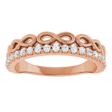 14K Gold Round Natural Diamond Infinity-Inspired Stackable Ring - Rose Gold - view 8