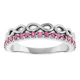 Platinum Round Natural Pink Tourmaline Infinity-Inspired Stackable Ring - view 8