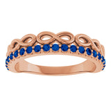 14K Gold Round Natural Blue Sapphire Infinity-Inspired Stackable Ring - Rose Gold - view 8