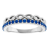 Platinum Round Natural Blue Sapphire Infinity-Inspired Stackable Ring - view 8