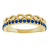 14K Gold Round Natural Blue Sapphire Infinity-Inspired Stackable Ring - Yellow Gold - view 8