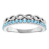 14K Gold Round Natural Aquamarine Infinity-Inspired Stackable Ring - White Gold - view 8