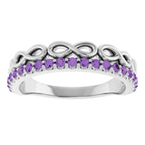 Platinum Round Natural Amethyst Infinity-Inspired Stackable Ring - view 8