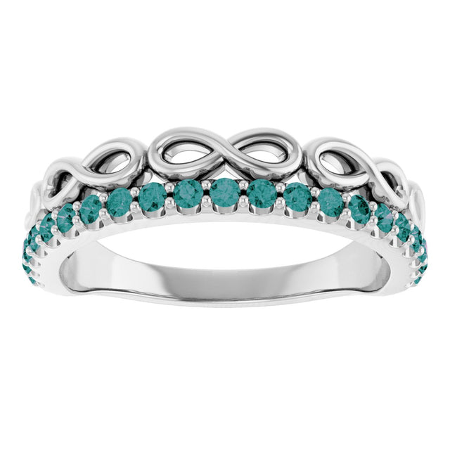 14K Gold Round Natural Alexandrite Infinity-Inspired Stackable Ring - White Gold - view 8