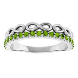 Platinum Round Natural Peridot Infinity-Inspired Stackable Ring - view 8