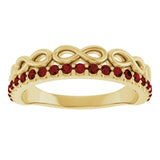 14K Gold Round Natural Mozambique Garnet Infinity-Inspired Stackable Ring - Yellow Gold - view 8