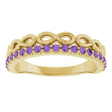 14K Gold Round Natural Amethyst Infinity-Inspired Stackable Ring - Yellow Gold - view 8