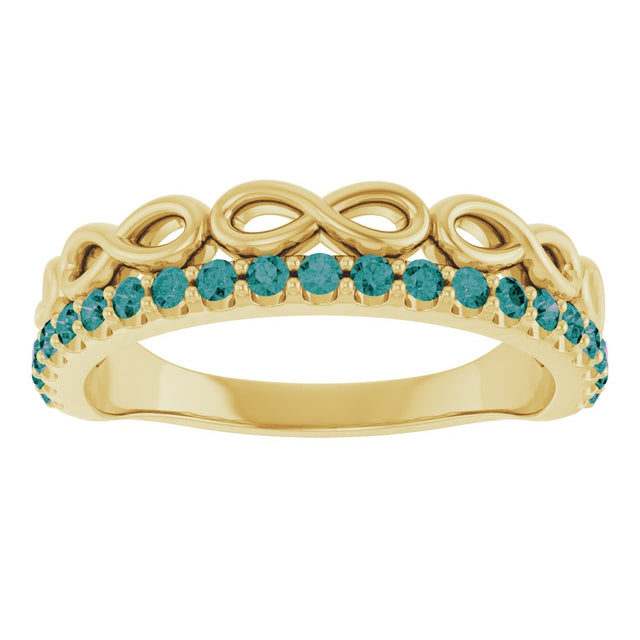 14K Gold Round Natural Alexandrite Infinity-Inspired Stackable Ring - Yellow Gold - view 8