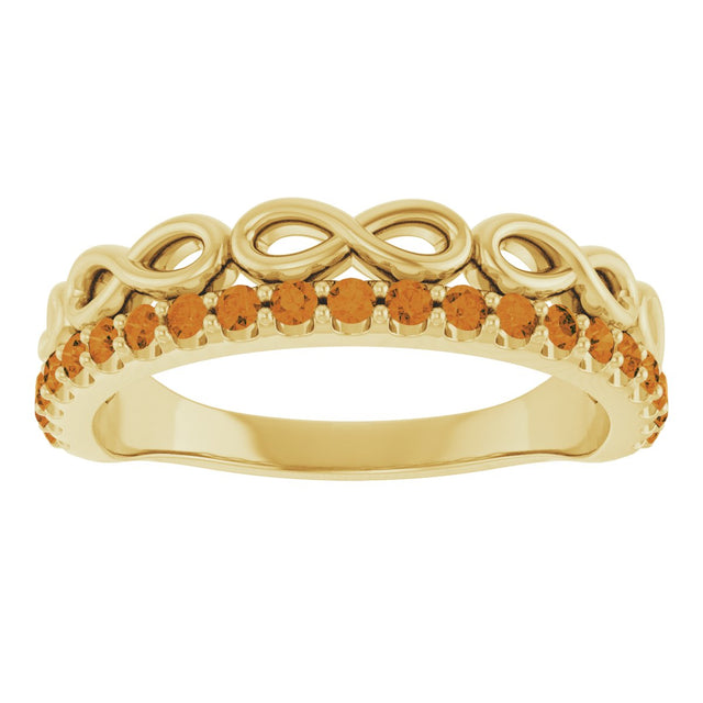14K Gold Round Natural Citrine Infinity-Inspired Stackable Ring - Yellow Gold - view 8