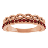 14K Gold Round Natural Mozambique Garnet Infinity-Inspired Stackable Ring - Rose Gold - view 8
