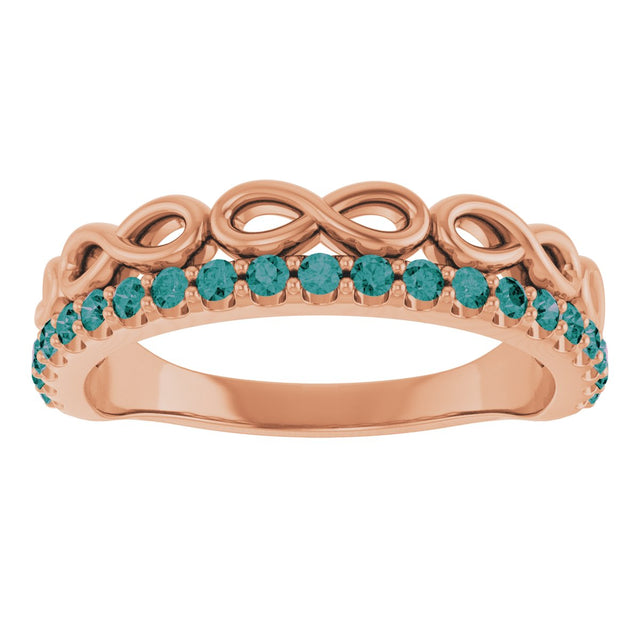 14K Gold Round Natural Alexandrite Infinity-Inspired Stackable Ring - Rose Gold - view 8