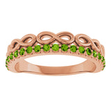 14K Gold Round Natural Peridot Infinity-Inspired Stackable Ring - Rose Gold - view 8