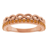 14K Gold Round Natural Citrine Infinity-Inspired Stackable Ring - Rose Gold - view 8