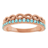 14K Gold Round Natural Blue Zircon Infinity-Inspired Stackable Ring - Rose Gold - view 8