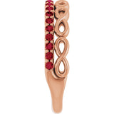14K Gold Round Natural Ruby Infinity-Inspired Stackable Ring - Rose Gold - view 9